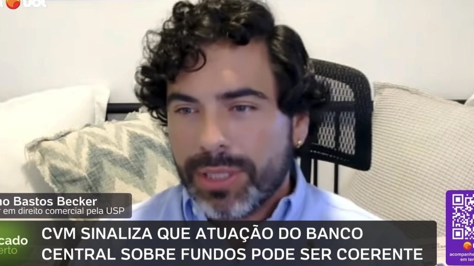 Bruno entrevistado no programa Mercado Aberto, do Canal UOL